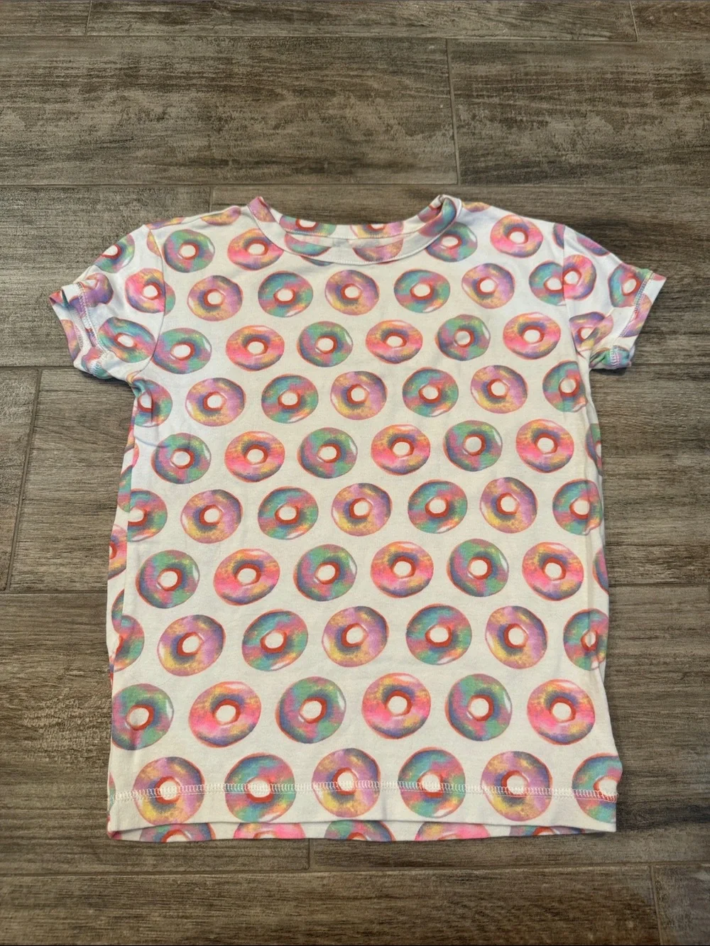 GAP Girls Donut Print Short Sleeve Tee - White with Pink, Teal, Purple